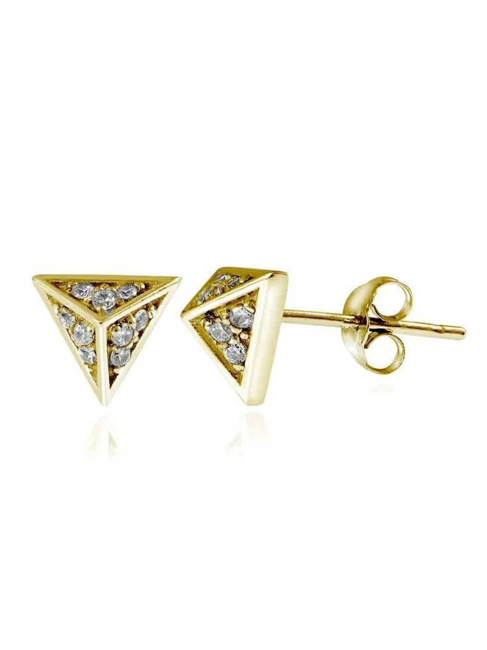 Nadri Gold Triangle Pyramid Cubic Stud Earrings